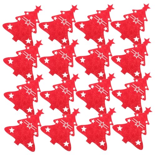 MAGICLULU 48 Stück Teiliges Weihnachtsbaum aus Stabilem Filz Rote Besteckhalter Gabel Löffel Taschen für Festliche Tischdeko Kreative Weihnachtsbesteckbeutel für Party und Feier von MAGICLULU
