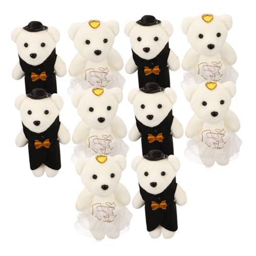 MAGICLULU 5 Paare Strauß Bärenpuppe Romantisches gefüllter Bär Plüsch Kuscheltiere Plüschbären Kuscheltiere Bär Kuscheltier für Teenager Plüschbärenpuppen tragen Schleife Weiß von MAGICLULU