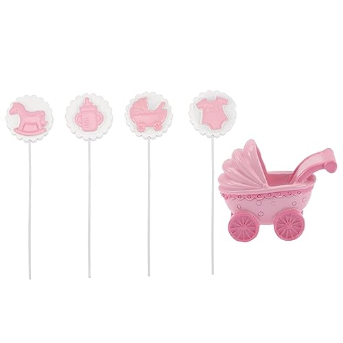 MAGICLULU 5 Stück Kuchenfahnen Braut Party Babyflaschen Kuchendekorationskit Geschlecht Enthüllen Dekoration Cocktail-zahnstocher Cupcake-verzierung Karikatur Schwimmbad Harz Rosa von MAGICLULU