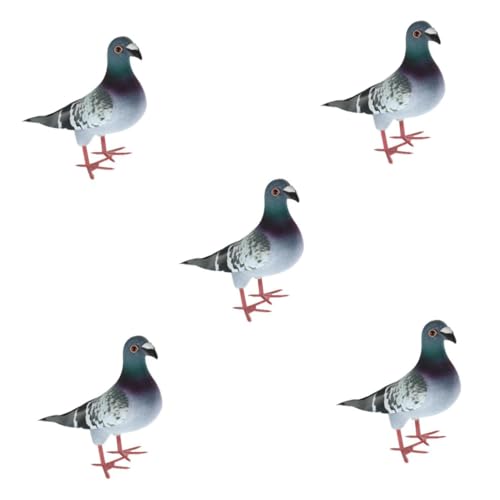 MAGICLULU 5 Stück Künstliche Taubenfigur aus Schaumstoff mit Realistischem Gefieder Wetterfest Große Gartendekoration Grey Lebensechte Vogel Deko für Balkon Rasen und Garten Zufälliger Stil von MAGICLULU