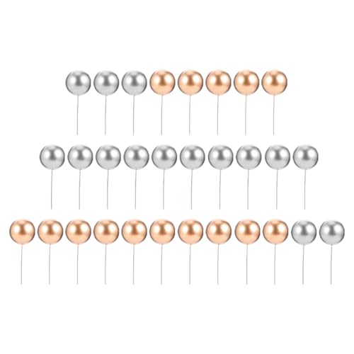 MAGICLULU 50 Stück Kuchenornament Kugeln Hochzeitsdekorationskugeln Kuchenschaumkugeln Dessert Topper Perlenkugeln Cupcake Topper Geburtstags Kinderparty Dessert Dekoration von MAGICLULU