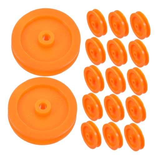 MAGICLULU 50 Stück Riemenscheibe Aus Kunststoff DIY -kfz -Teile Motor Riemenscheibe Konstruktionsspielzeug Bewegliche Riemenscheibe Zahnradersatz DIY-Teile Seilrolle Orange Plastik von MAGICLULU