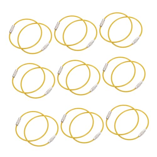 MAGICLULU 50 Stück Schlüsselanhänger Aus Draht Schlüsselanhängerkabel Drahtschlaufen Für Gepäckanhänger Schlüsselbundhalter Schlüsselanhänger Aus Metalldraht Golden Metall Kunststoff von MAGICLULU