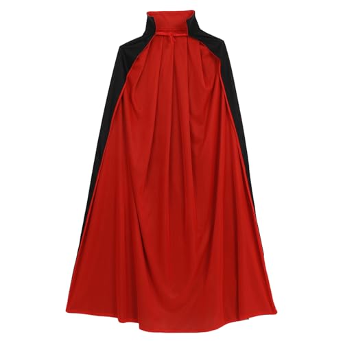 MAGICLULU 55 Zoll Schwarzer Und Roter Vampirumhang Zweilagiger Stehkragen Halloween-Vampirumhang Unisex-Maskenkostüm Für Männer Und Frauen Cosplay Und Partydekoration von MAGICLULU