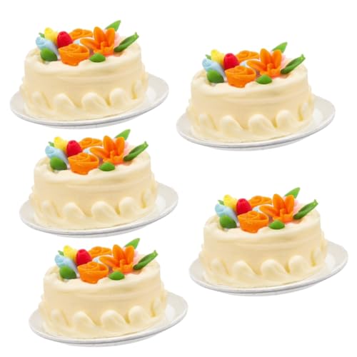 MAGICLULU 5st Mini-Cupcakes Miniatur-puppenhaus-Kuchen Tu So, Als Würdest Du Kuchen Spielen So Tun, Als Würden Sie Essen Spielzeug Spielen Kuchen-Modell Mini-Kuchen Vorgeben Harz Jahrgang von MAGICLULU