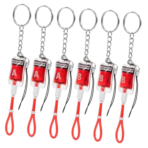 MAGICLULU 6 Stück Blutgruppen Schlüsselanhänger Blut Stil Anhänger Gothic Stahl Gruseliger Kleiner Schlüsselanhänger Zum Aufhängen An Partys Blutgruppen Schlüsselanhänger Roter von MAGICLULU