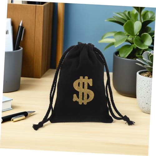 MAGICLULU 6 Stück Kleine Baumwoll-leinen-zugbeutel mit Dollarzeichen-motiv Wiederverwendbare Stoffbeutel für Schmuck Süßigkeiten Münzen Partygeschenke Schwarzes MAGICLULU 6 Stück Kleine Baumwoll-leinen-zugbeutel mit Dollarzeichen-motiv Wiederverwendbare Stoffbeutel für Schmuck Süßigkeiten Münzen Partygeschenke Schwarzes von MAGICLULU