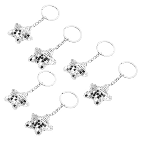 MAGICLULU 6 Stück Sternförmiger Spiegel-disco-ball Schlüsselanhänger Reflektierender Glas-Element Anhänger mit Kette Leichtes Robust für Partydeko bei Nacht Vielseitig als Taschen von MAGICLULU