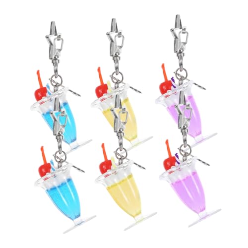 MAGICLULU 6 Stück Teiliges Mini Eisbecher Schlüsselanhänger mit Löffel und Sternanhänger PVC und Zinklegierung Süße Taschenanhänger für Handtasche Rucksack und Geldbörse Farblich Sortiert von MAGICLULU