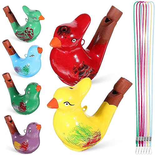 MAGICLULU 6 Stück Vogelpfeifen Aus Keramik Vogelwasserpfeifen Pädagogisches Musikspielzeug Mit Bändern Für Kinder (Gemischter Stil) von MAGICLULU