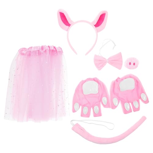 MAGICLULU 6-teiliges Schweinekostüm-Set: Rosa Schweineohren Haarband, Rock, Handschuhe, Nase, Fliege, Tier-Cosplay für Kinderpartys, Halloween, Karneval MAGICLULU 6-teiliges Schweinekostüm-Set: Rosa Schweineohren Haarband, Rock, Handschuhe, Nase, Fliege, Tier-Cosplay für Kinderpartys, Halloween, Karneval von MAGICLULU