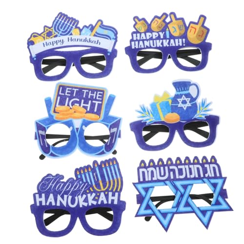 MAGICLULU 6St Chanukka-Brille Chanukka-Kerzen Kerzenhalter Rave-Brille Hanukkah Party Dekoration Hanukkah Brillenrahmen Deko-Requisiten aus Kunststoff Chanukka-Kunststoffbrille Plastik von MAGICLULU