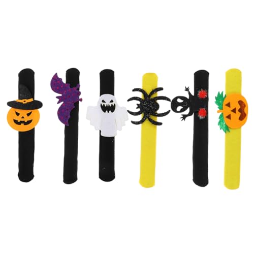 MAGICLULU 6Stücke Halloween Schnapparmbänder Slap Bracelets Mit Kürbis Und Fledermaus Für Kindergeburtstagsfeiern Und Halloween Events von MAGICLULU