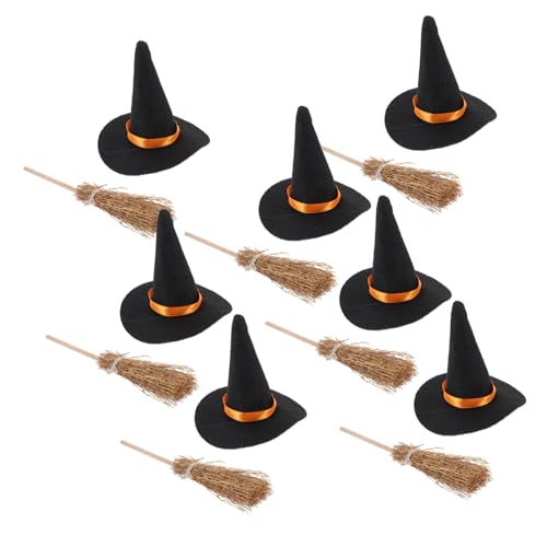 MAGICLULU 7Satz Mini Hexenhüte Und Besen Halloween Dekorationen Für DIY Projekte Kreative Bastelideen Mit Exquisiten Details Für Partys Und Festliche Anlässe von MAGICLULU