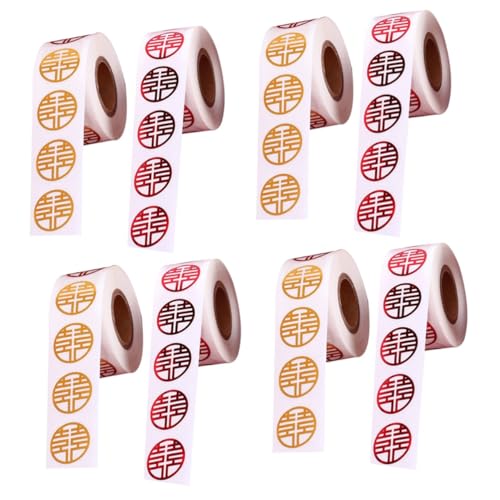 MAGICLULU 8 Rollen Selbstklebende Doppelte Glücksaufkleber Chinesische Hochzeitsetiketten Aufkleber Für Kekstüten Zur Hochzeit Roter Xi-wortaufkleber Empfindlich Braut Papier Konfetti von MAGICLULU