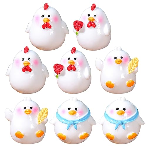 MAGICLULU 8 Stück Küken Figuren Miniatur Küken Statuen für Mikrolandschaften Resin Dekoration für Garten Zuhause Autos und Partys von MAGICLULU