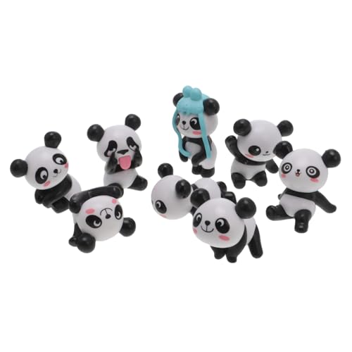 MAGICLULU 8 Stück Teiliges Panda Autozubehör Niedliche Plastikfiguren zur Innenraumdekoration für Fahrzeuge für Kreative Autoverzierungen und für Freunde von MAGICLULU
