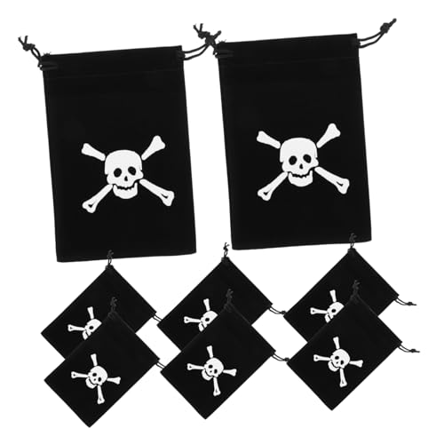 MAGICLULU Piratenschatzbeutel Goldene Taschen Partytüten mit Kordelzug 8-teiliges Set Halloween-dekorationsbehälter von MAGICLULU