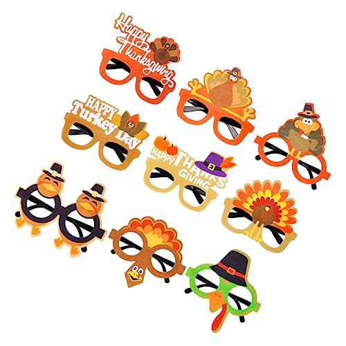 MAGICLULU 9 Stück Teiliges Thanksgiving Partybrillen Leichtes Glasrahmen Design mit Dekorativen Truthahn Motiven Komfortabel zu Tragen als Fotorequisite und Festtagsaccessoire für von MAGICLULU