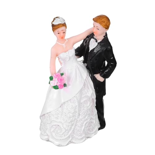 MAGICLULU Braut Bräutigam Cake Topper Resin Hochzeitspaar Statue Vielseitig als Kuchen- Auto Raumdekoration Langlebig Elegant für Jubiläum Verlobung Brautparty von MAGICLULU