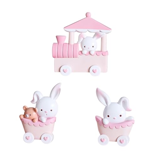 MAGICLULU Bunny Train Cake Topper Niedliche Tortendeko Geburtstag Party Dekoration Cartoon Hase Miniatur Figuren für Kuchen Festliche Veranstaltung von MAGICLULU