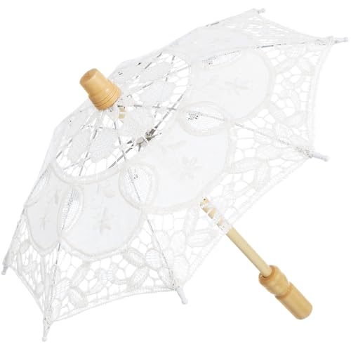 MAGICLULU Dekorativer Regenschirm für Die Braut – Exquisites Hochzeitsornament Und Foto-Requisit (Weiß) von MAGICLULU