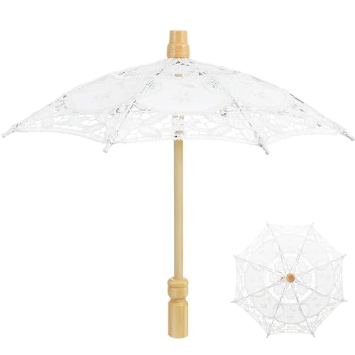 MAGICLULU Dekorativer Regenschirm für die Braut, exquisite Hochzeitsdekoration und Fotografie-Requisite (weiß) von MAGICLULU