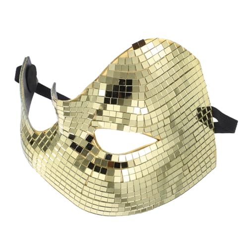 MAGICLULU Disco Glitzer Halbgesichtsmaske Spiegelnde Party Maske Leichtes Karneval Kostüm Accessoire Für Geburtstag Festival von MAGICLULU