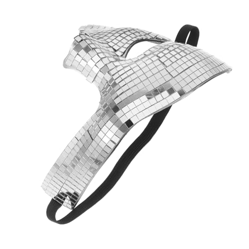 MAGICLULU Disco Halbgesichtsmaske Silber Spiegelnde Maske mit Glitzer für Karneval Halloween Maskenball Party Cosplay Unisex Leicht Atmungsaktiv von MAGICLULU