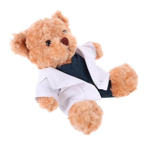 MAGICLULU Doktor-Bär-Puppe kinderarzt plüschbär gefüllte Puppendekoration ausgestopfte Bärenpuppe Stofftier für Arzt ausgestopftes Bärentier Kuscheltier PP Baumwolle Light Brown von MAGICLULU