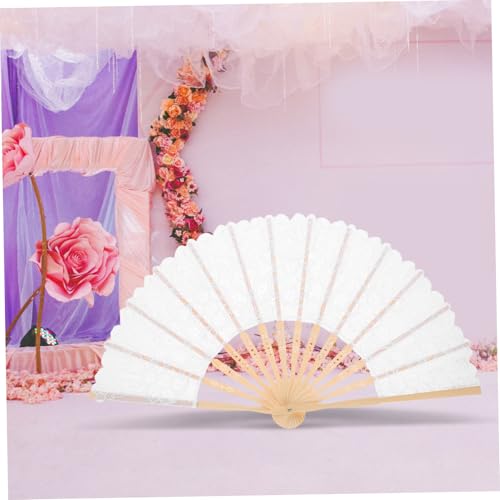 MAGICLULU Eleganter Handgehaltener Spitzen Fächer aus mit Seide Verziert mit Quaste Vielseitig Einsetzbar für Hochzeit Tanz Raumdekoration und Damenaccessoire von MAGICLULU