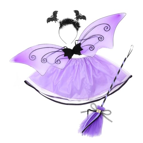 MAGICLULU Halloween Fledermaus Kostümset Für Mädchen Mit Haarband Und Tüllrock Für Cosplay Und Partys Teiliges MAGICLULU Halloween Fledermaus Kostümset Für Mädchen Mit Haarband Und Tüllrock Für Cosplay Und Partys Teiliges von MAGICLULU