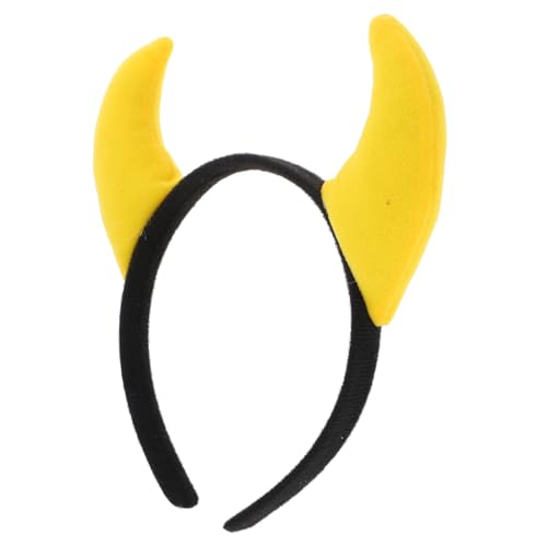 MAGICLULU Halloween Teufelshörner Stirnband Dämonenhörner Kopfbedeckung Kostüm Accessoire Kostüm Cosplay Haarband Gelb MAGICLULU Halloween Teufelshörner Stirnband Dämonenhörner Kopfbedeckung Kostüm Accessoire Kostüm Cosplay Haarband Gelb von MAGICLULU