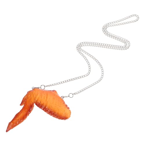 MAGICLULU Hühnerflügel-Halskette gebraten Küken metall kette Fake-Food-Anhänger Partygeschenk Lebensmittelverzierung Hip-Hop-Halskette Lebensmitteldekoration Brathähnchen-Dekoration PVC von MAGICLULU