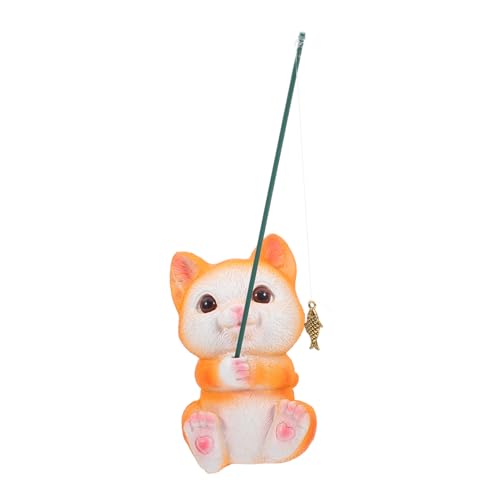 MAGICLULU Dekorative Fisch Tank Katze Harz Katze Angeln Modell Aquarium Ornament Für von MAGICLULU