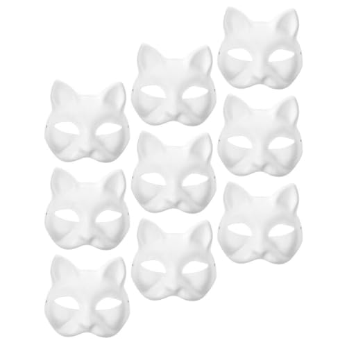 MAGICLULU Katzenmasken Zum Bemalen Weiße Therian-Maske 9 Stück Tier-Anziehmasken Diy-Papierrohlingsmasken Halb Für Maskerade Kinder Cosplay Masken Kostüm Ostern Partygeschenke von MAGICLULU