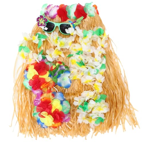 MAGICLULU Komplettes Luau-Party-Strohrock-Set Hawaiibrille Haarspange Kranz Und Strohrock Tropische Party-Accessoires (Blumenbrille MAGICLULU Komplettes Luau-Party-Strohrock-Set Hawaiibrille Haarspange Kranz Und Strohrock Tropische Party-Accessoires (Blumenbrille von MAGICLULU