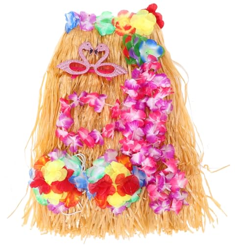 MAGICLULU Komplettes Luau-Party-Strohrock-Set Hawaiibrille Haarspange Kranz Und Strohrock Tropische Party-Accessoires (Flamingobrille MAGICLULU Komplettes Luau-Party-Strohrock-Set Hawaiibrille Haarspange Kranz Und Strohrock Tropische Party-Accessoires (Flamingobrille von MAGICLULU