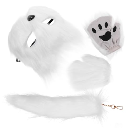 MAGICLULU Kostümset Aus Kunstfell Maske Und Handschuhe Für Halloween Maskerade Und Partys von MAGICLULU
