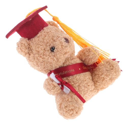 MAGICLULU Mini Abschlussbär mit Doktorhut Plüschfigur für Abschlussfeier Dekoration für Blumensträuße oder Kuscheliges Weinrot von MAGICLULU