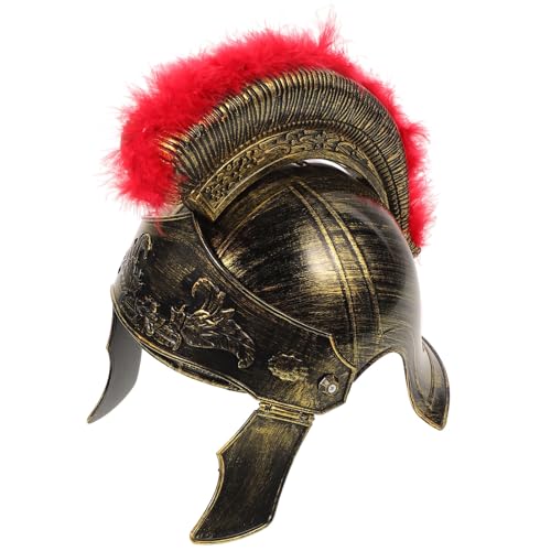 MAGICLULU Mittelalterlicher Ritter Soldat Krieger Kostüm Helm Samurai Hut Römischer Helm Antike Römische Spartaner Gladiator Helm Kostüm Zubehör Trojaner Helm Golden von MAGICLULU