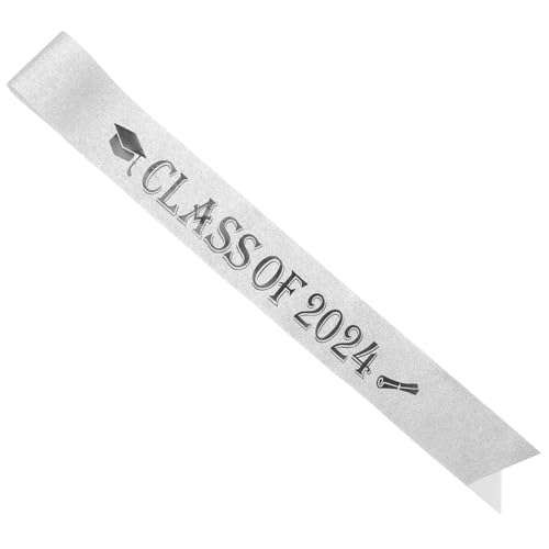 MAGICLULU Party-etikette-gürtel Hochzeitsgürtel Abschlussball Gürtel Für Kleidung Abschluss Requisiten Abschluss Gestohlen Schleife Braut- Abschlusskleid Und Kappe Schärpe Glitzertuch Silver von MAGICLULU