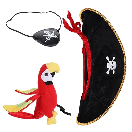 MAGICLULU Piraten Kostüm Zubehör für Halloween Piratenhut Augenklappe Papagei Ornament Lustiges Cosplay für Kindergeburtstag und Piratenpartys MAGICLULU Piraten Kostüm Zubehör für Halloween Piratenhut Augenklappe Papagei Ornament Lustiges Cosplay für Kindergeburtstag und Piratenpartys von MAGICLULU