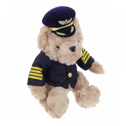 MAGICLULU Plüschbär für Kleinkinder Plüschbär Pilot Kuscheltier Kreatives Kuscheltiere für Jungen Pilotenkram tragen PP Baumwolle Brown von MAGICLULU