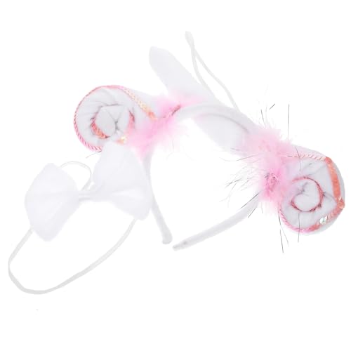 MAGICLULU Schafkostüm Set mit Stirnband und Fliege Halloween Cosplay Party Zubehör für Pinke Glitzer für Auftritte und Feiern von MAGICLULU
