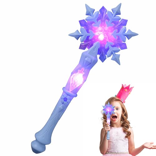 MAGICLULU Schnee Zauberstab Blitzstäbe Schneeflockenstäbe Mädchen Kleider Leuchtende Schneeflocke Leuchtstäbe Für Kinder Hexenkostüm Für Damen Feenstab Plastik Transformator Rotieren Cosplay von MAGICLULU