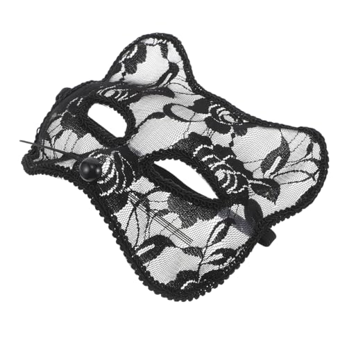 MAGICLULU Schwarze Spitzen Fuchsgesichtsmaske für Damen und Herren Atmungsaktive Halbschalen Masquerade Maske Vielseitig für Halloween Maskenball Party und Cosplay Leicht und Komfortabel zu von MAGICLULU