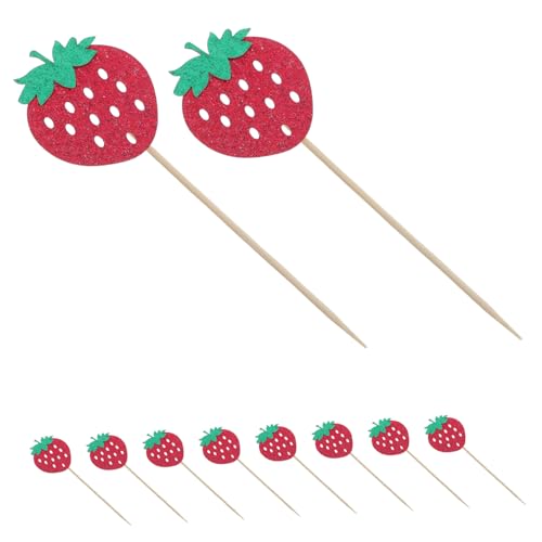 MAGICLULU Stück Rote Erdbeer Muffin Topper Beeren Cupcake Picks Glitzer Obst Picks Plug In Für Babyparty Kindergeburtstag Hochzeit Party Kuchendekorationen von MAGICLULU