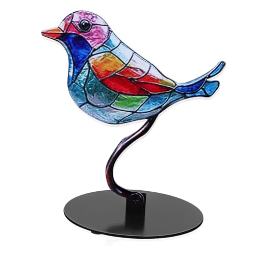 MAGICLULU Vogel-Ornamente Für Zuhause – Dekorative Vogelfiguren Aus Metall Vogel Aus Buntglas Einzigartiges Design Geschenkidee von MAGICLULU