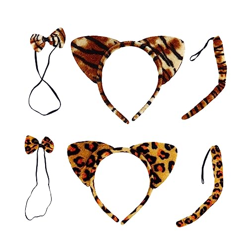 MAGICLULU Teiliges Halloween Tierkostüm Set Mit Haarschmuck Ohren Und Karneval Accessoires Für Partys Leoparden Und Tigerdesign Für Erwachsene von MAGICLULU
